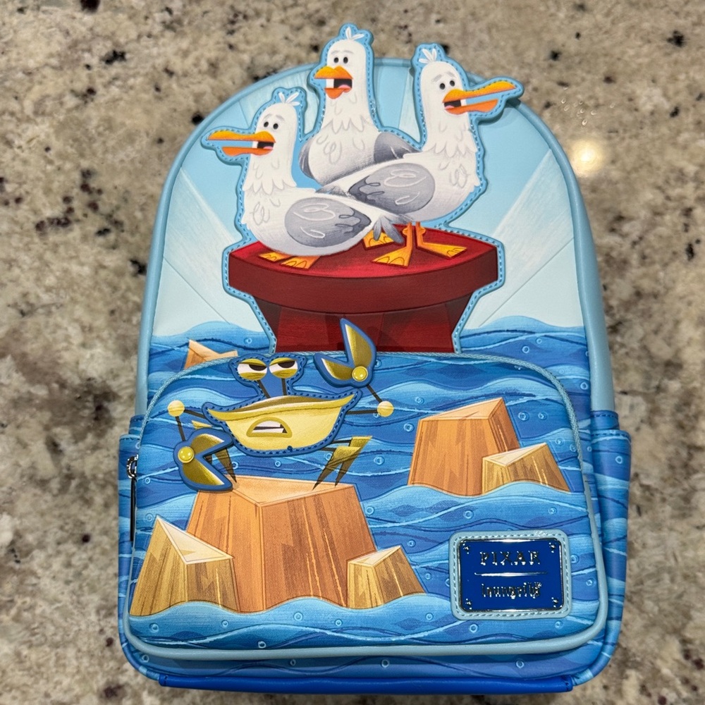 Disney Pixar Loungefly Finding Nemo Talking Seagulls Mine Mine Mine Backpack NWT